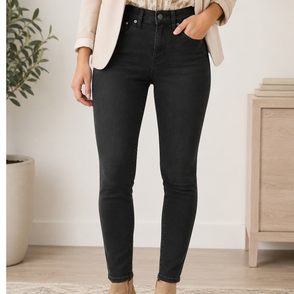 Madewell 10 High-Rise Skinny Jeans Black Denim Size 26 Womens Slim Fit Stretch